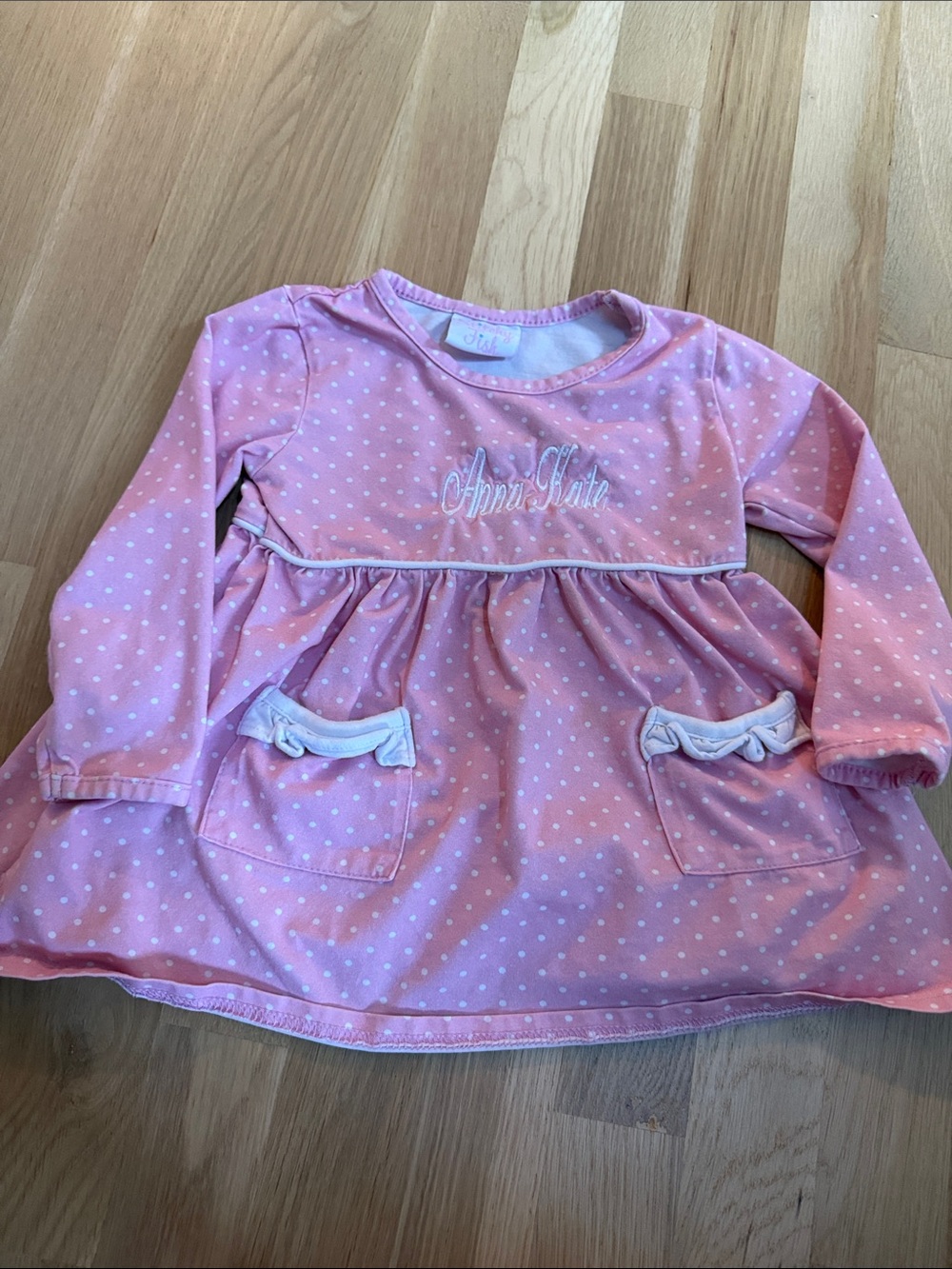 Pink Polka Dot Long-Sleeve dress “Anna Kate”